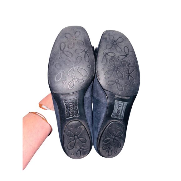 Born Blue Black Suede Leather Ballet Flat Loafter Casual Comfort Shoe Work 8 Bow - Picture 7 of 11